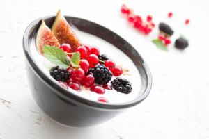 Bowl of yogurt and fresh fruit