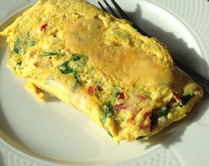 Freshly made omelet for Dad.